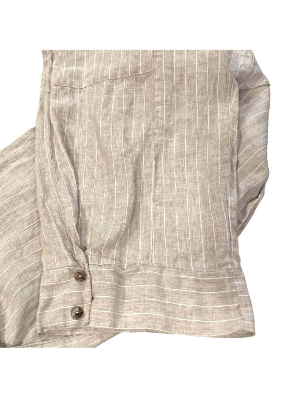 Luukaa Womens Size 10 Cropped Pants Pockets Beige Striped Linen Blend Stone - Picture 5 of 12